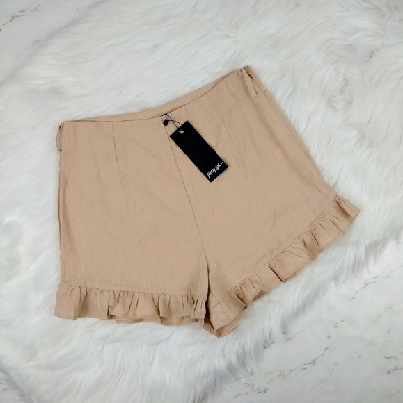 Nasty Gal Pants - NEW Nasty Gal Linen Ruffle Hem High Waist Shorts